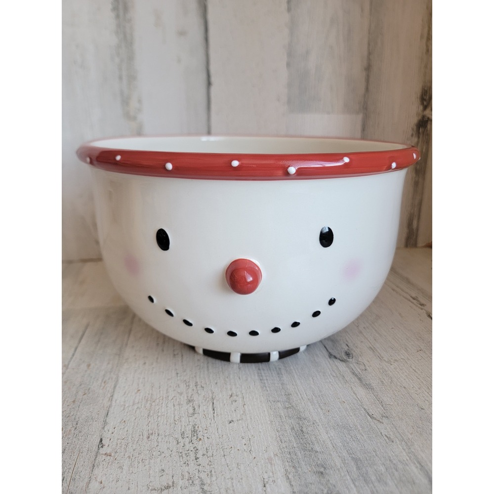 Dept 56 large ceramic‎ Snowman bowl Xmas kitchen home decor head